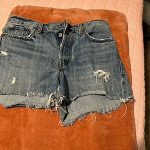 Levi's Distressed Denim Cutoff Shorts - Blue